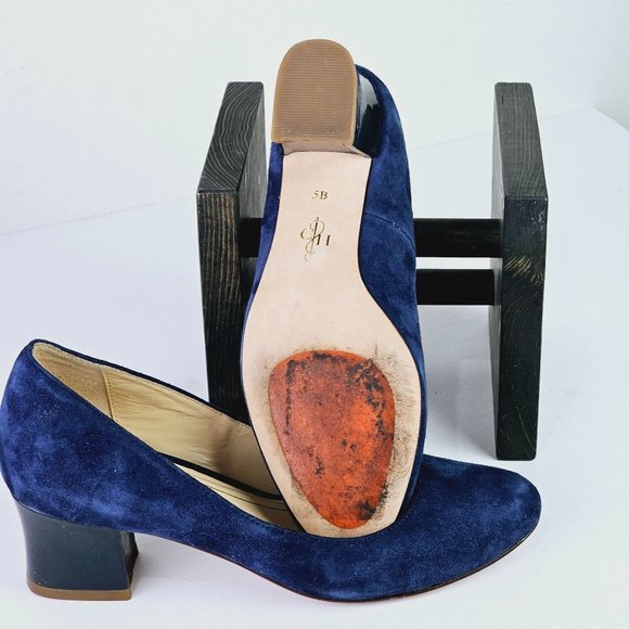 COLE HAAN Chelsea Suede Low-flared Heel Pump, Blazer Blue, Sz 5B D40576 - Picture 9 of 9